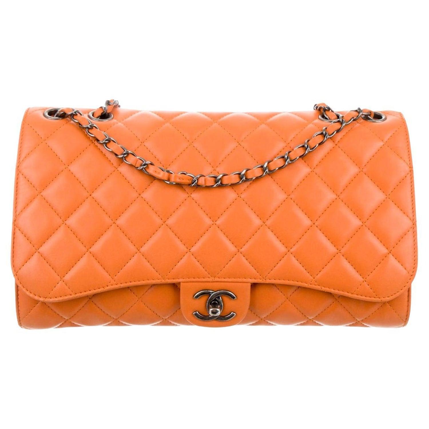 Chanel 2014 Mandarin Orange Caviar Expandable 2in1 Shopper Drawstring Flap Bag For Sale 3
