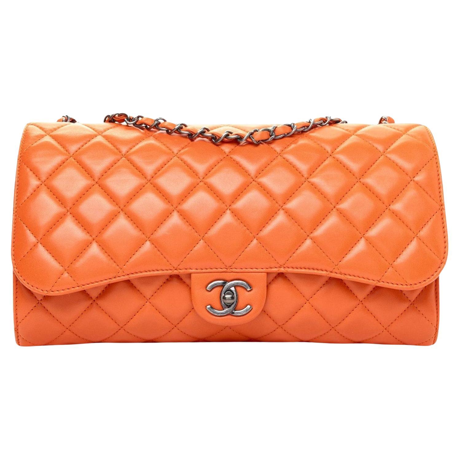Chanel 2014 Mandarin Orange Caviar Expandable 2in1 Shopper Drawstring Flap Bag For Sale