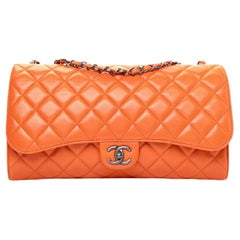 Chanel 2014 Mandarin Orange Caviar Expandable 2in1 Shopper Drawstring Flap Bag