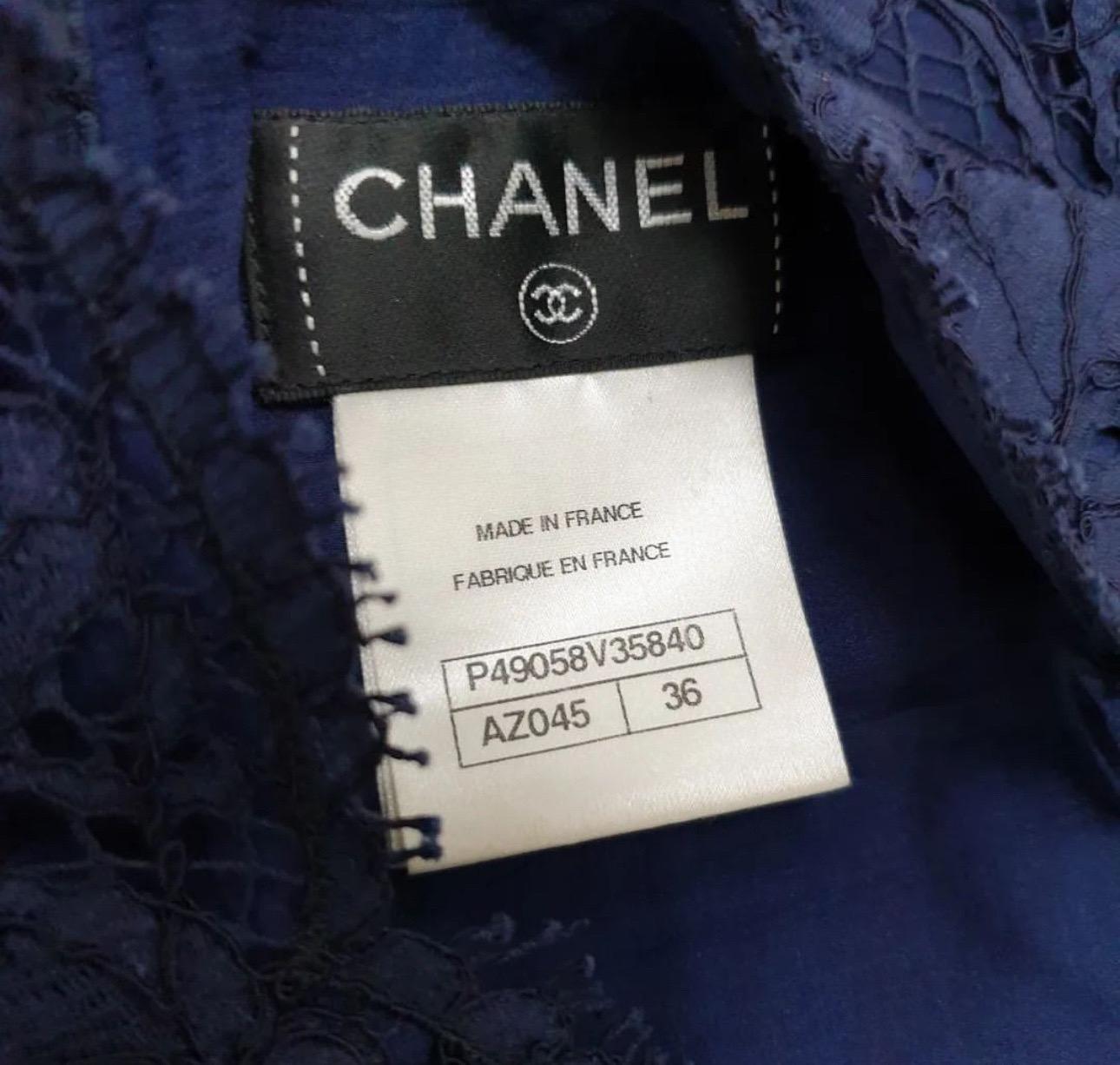 CHANEL 2014 Marineblaue Baumwolle  LACE Camisole  Shorts Anzug Set   im Angebot 1