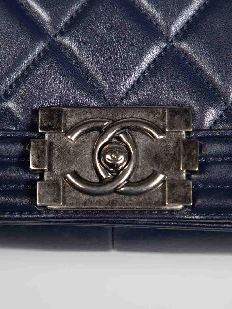 Chanel 2014 Navy Lambskin New Medium Ruthenium Hardware Boy Bag 1