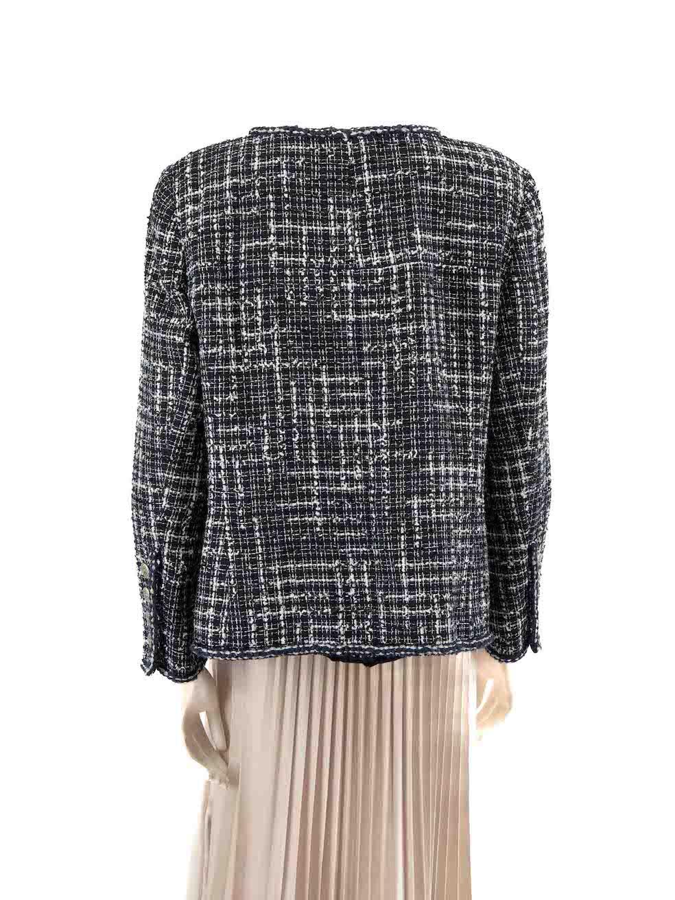 Chanel 2014 Navy Tweed Double Breasted Jacket Size 4XL In Good Condition For Sale In London, GB