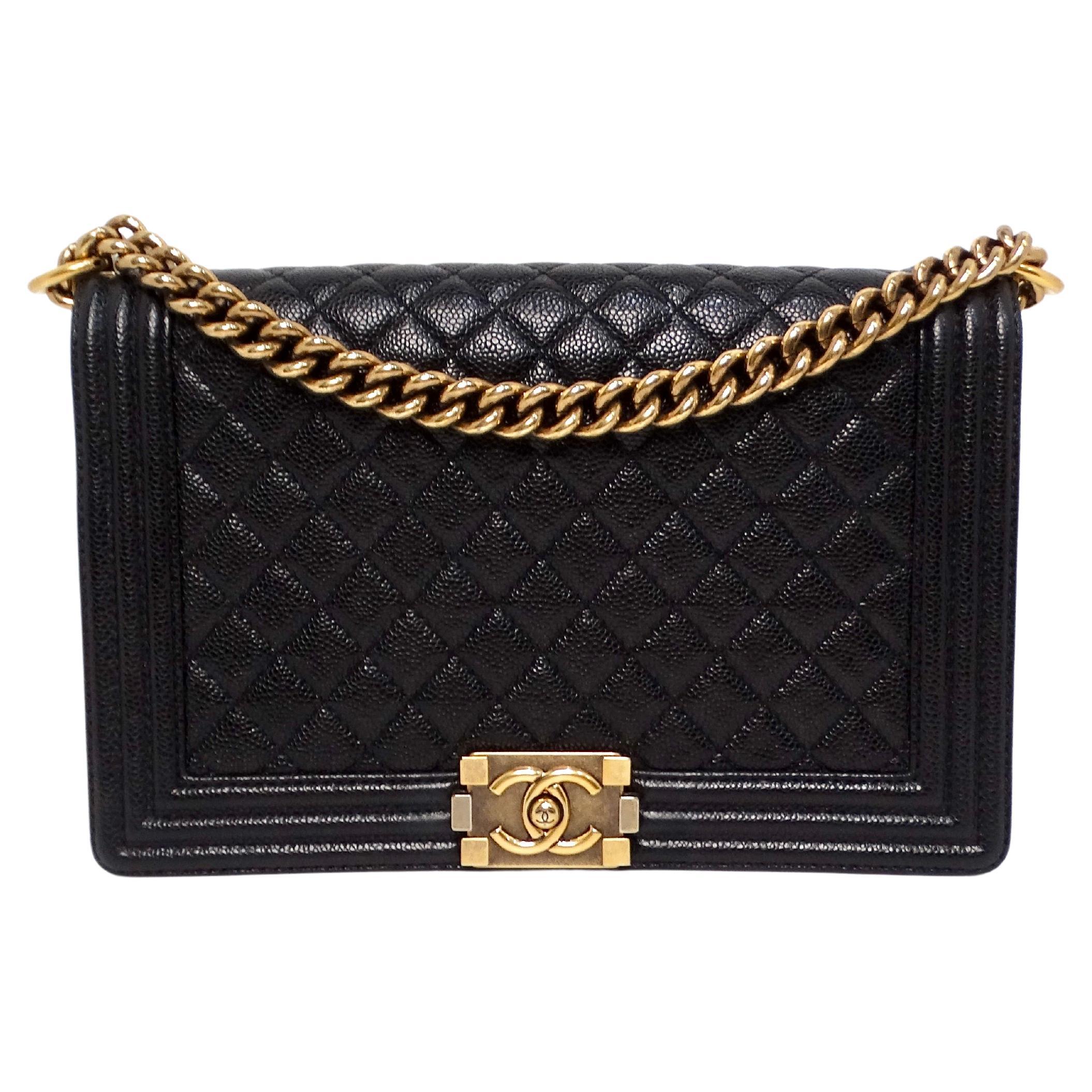 Chanel boy black and gold sale