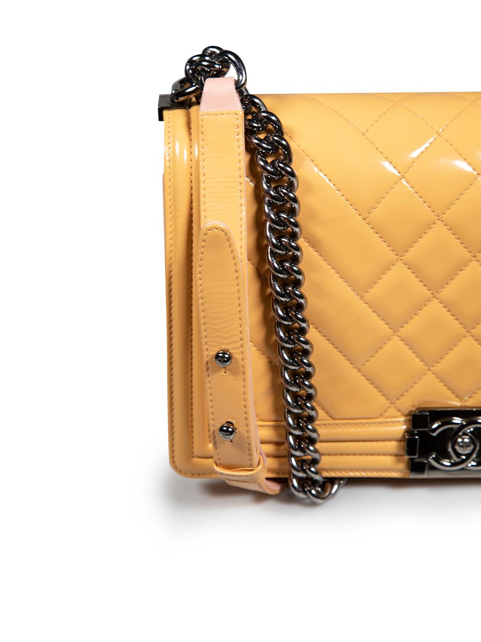 Chanel 2014 Orange Patent Leather Medium Boy Bag 4
