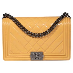 Chanel 2014 Orange Patent Leather Medium Boy Bag