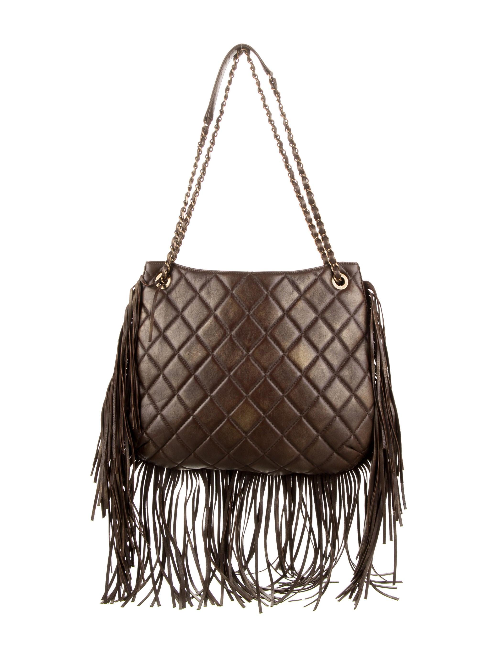 Chanel 2014 Paris Dallas Metièrs D'Art Runway Brown Fringe Shopper Tote Bag For Sale 5