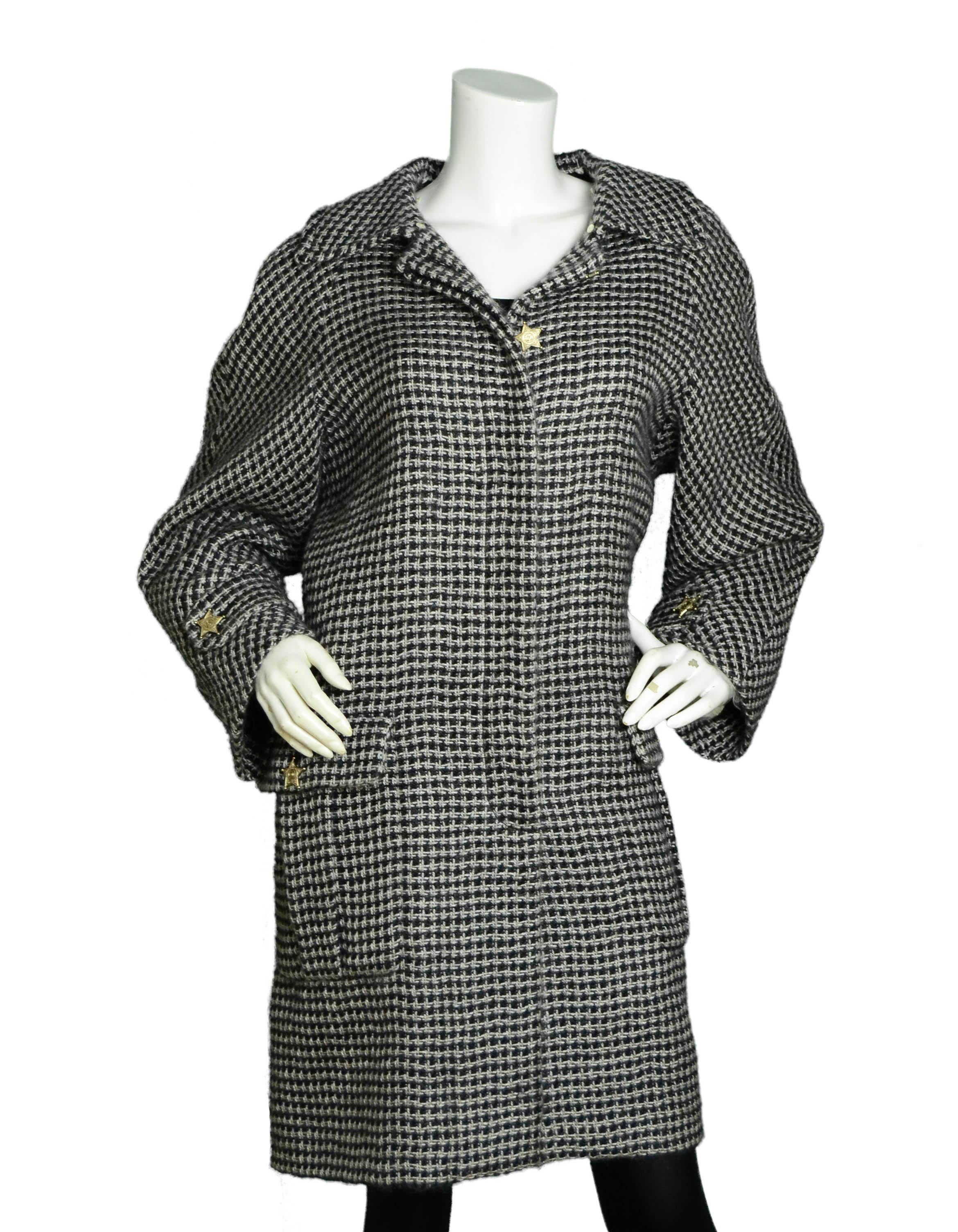 Gray Chanel 2014 Paris-Dallas Mohair Coat W/Detachable Shearling Cuffs & Collar FR50 