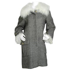 Chanel 2014 Paris-Dallas Mohair-Mantel mit abnehmbaren Shearling-Manschetten und -Kragen FR50