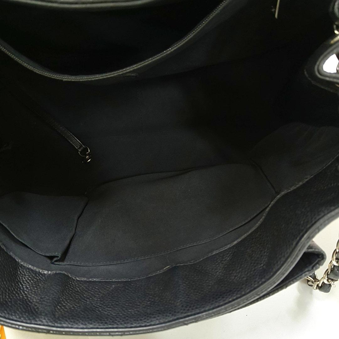 Women's Chanel 2014 Paris-Edinburgh Flap Tote Bag Black Caviar Leather