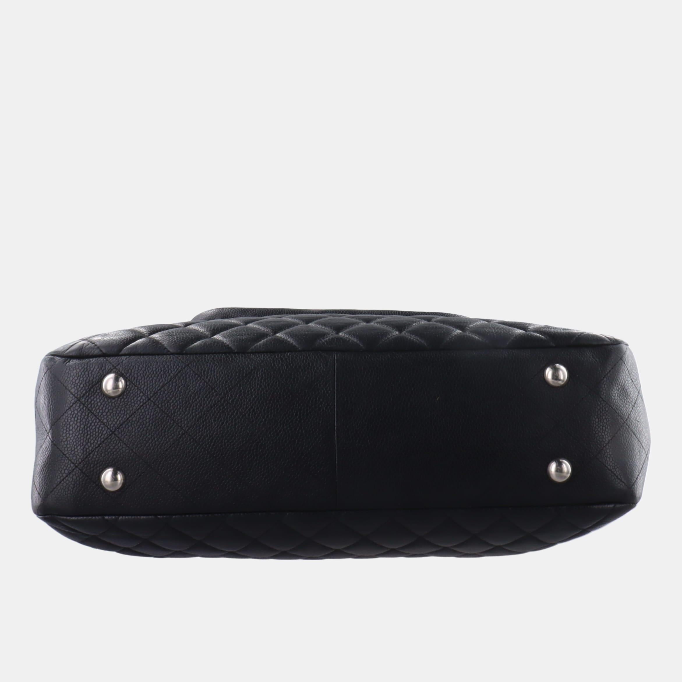 Chanel 2014 Paris-Edinburgh Flap Tote Bag Black Caviar Leather 1