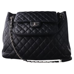Chanel 2014 Paris-Edinburgh Flap Tote Bag Black Caviar Leather