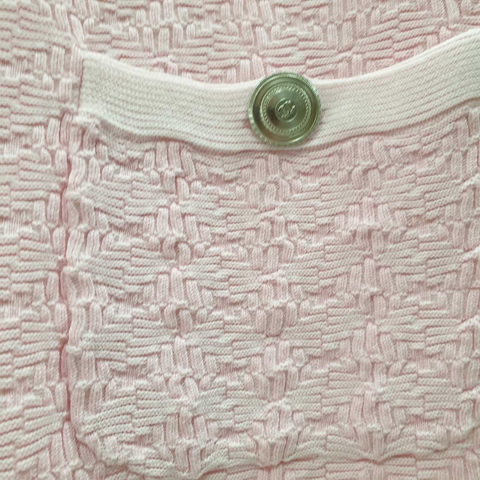 CHANEL 2014 Pink Cotton Dress Cardigan Suit Set In Good Condition For Sale In Krakow, PL