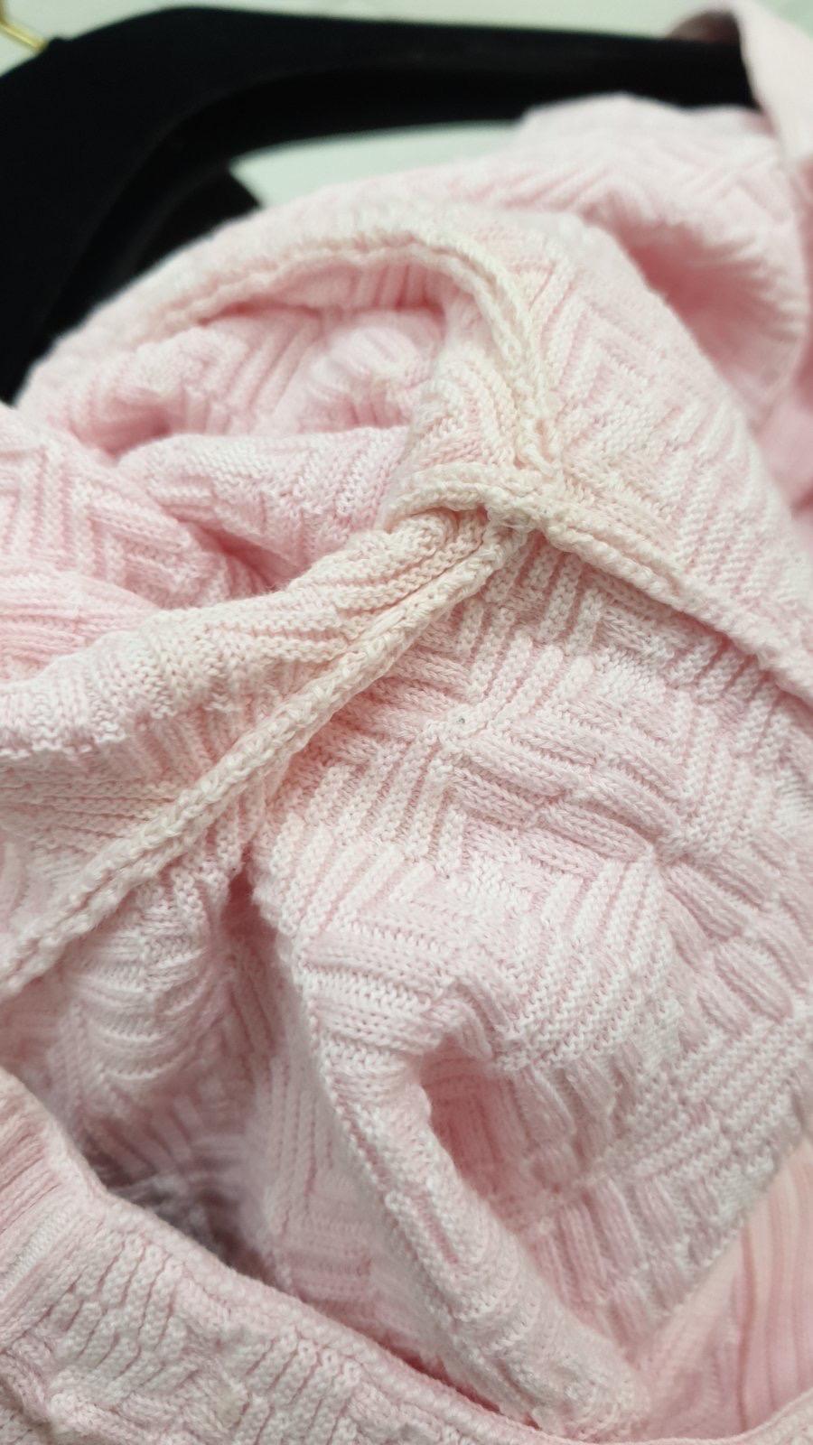 CHANEL 2014 Pink Cotton Dress Cardigan Suit Set For Sale 4