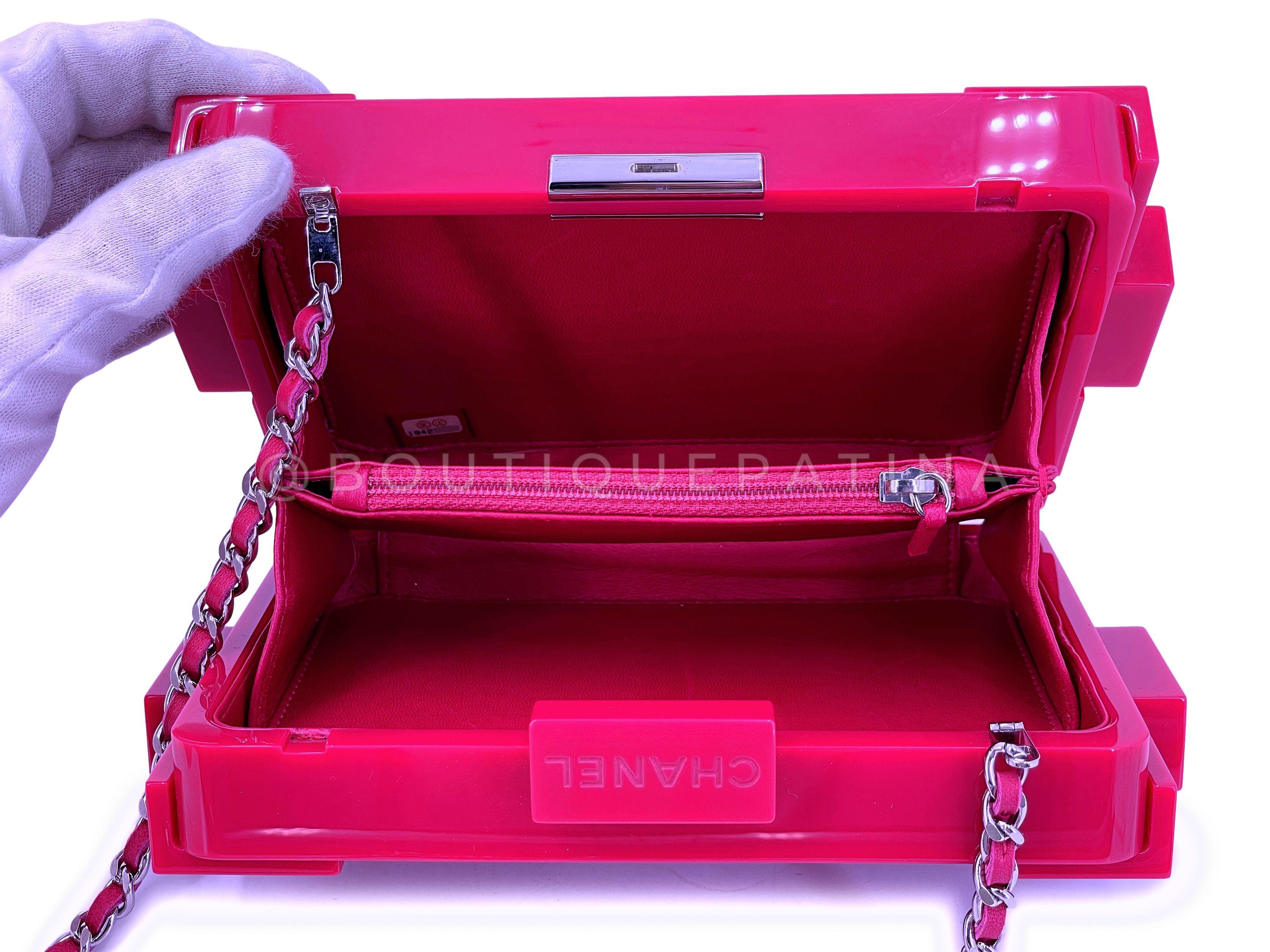 Chanel 2014 Pink Lego Brick Minaudière Plexiglass Clutch Shoulder Bag RHW  67522 For Sale 8