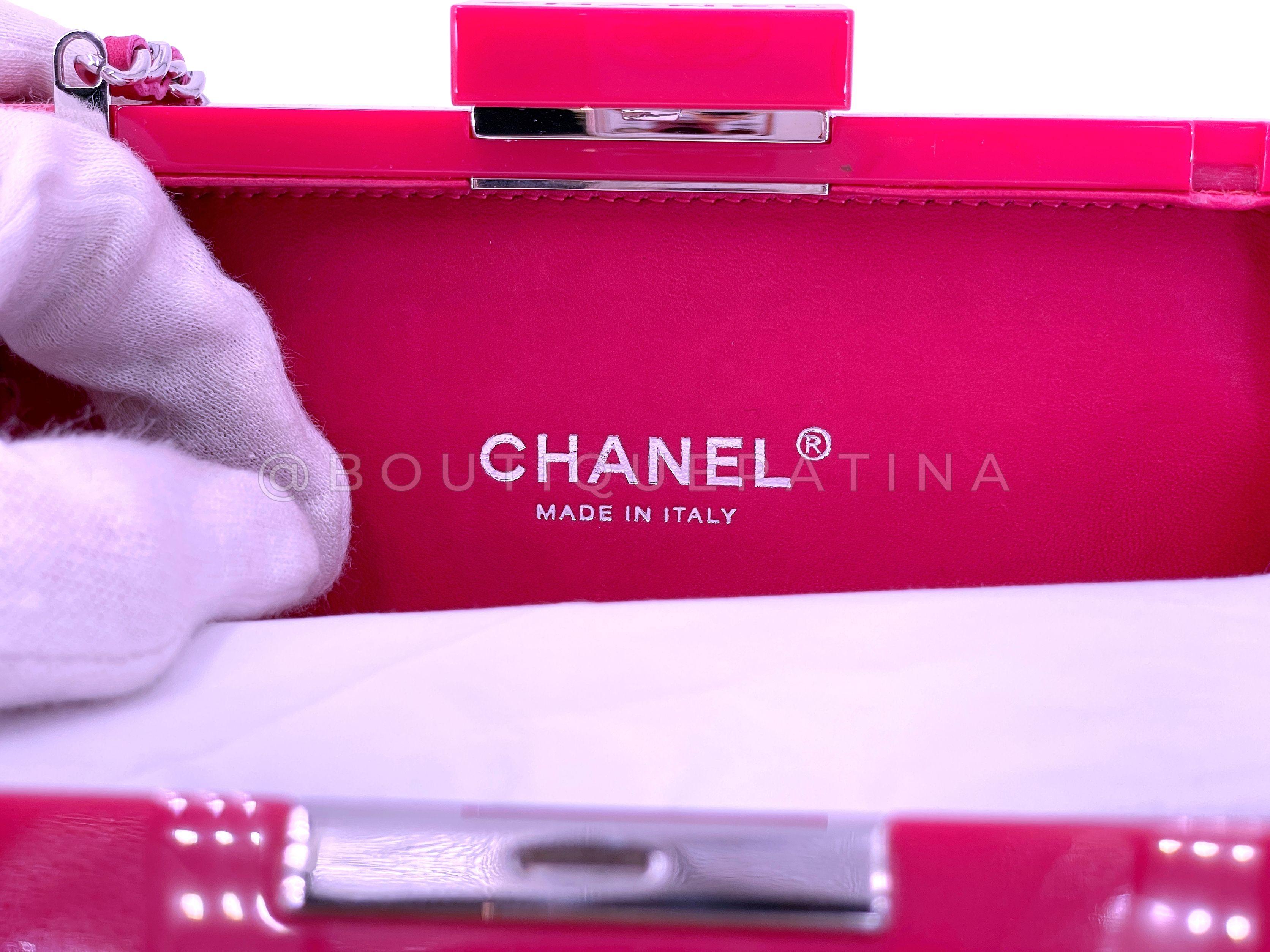 Chanel 2014 Pink Lego Brick Minaudière Plexiglass Clutch Shoulder Bag RHW  67522 For Sale 9