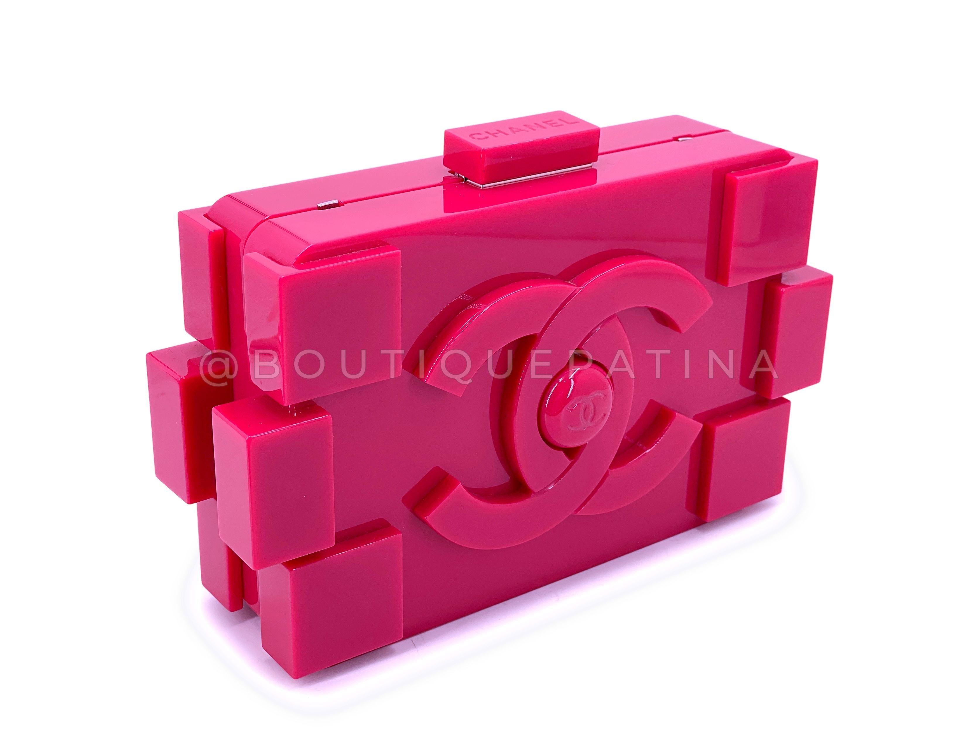 Women's Chanel 2014 Pink Lego Brick Minaudière Plexiglass Clutch Shoulder Bag RHW  67522 For Sale