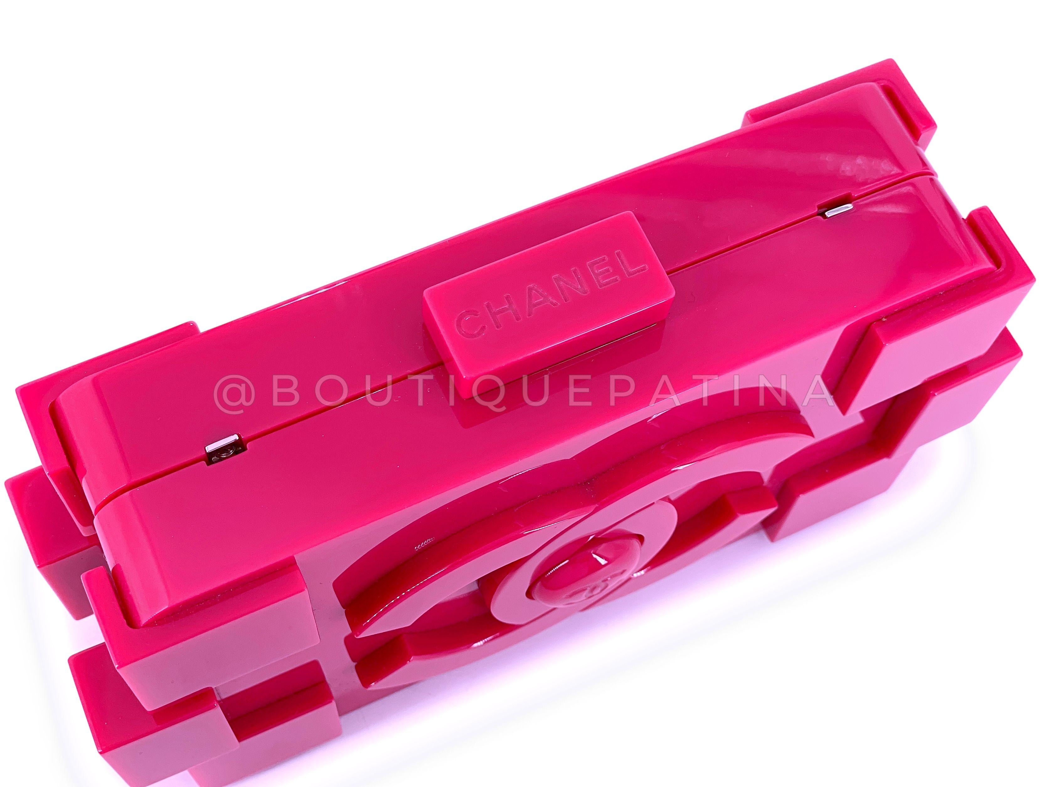 Chanel 2014 Pink Lego Brick Minaudière Plexiglass Clutch Shoulder Bag RHW  67522 For Sale 1
