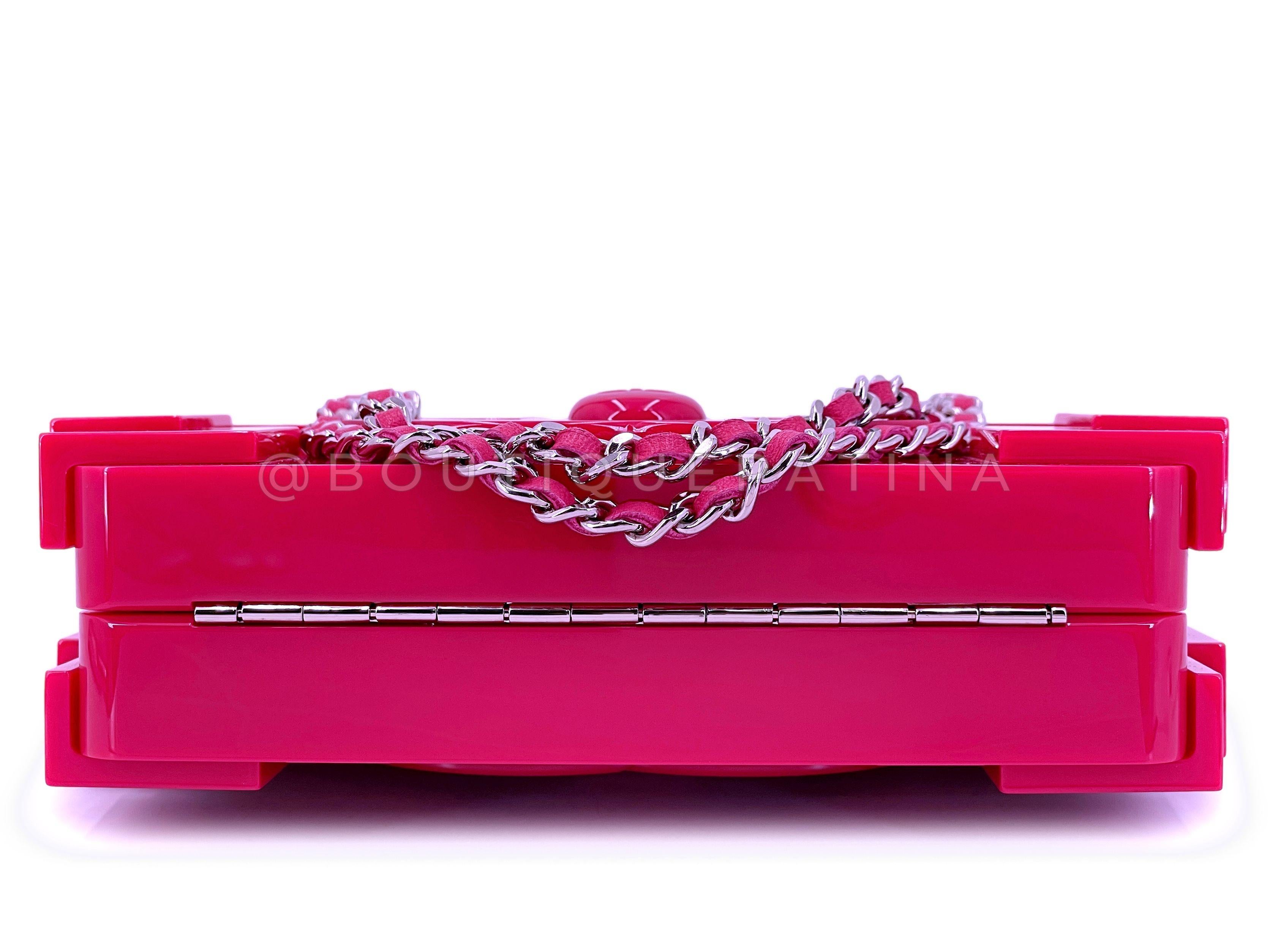 Chanel 2014 Pink Lego Brick Minaudière Plexiglass Clutch Shoulder Bag RHW 67522 For Sale 1