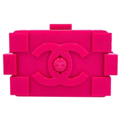 Chanel 2014 Pink Lego Brick Minaudière Plexiglass Clutch Shoulder Bag RHW 67522