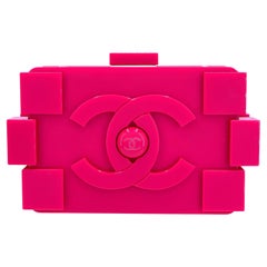 Chanel 2014 Pink Lego Brick Minaudière Plexiglass Clutch Shoulder Bag RHW  67522