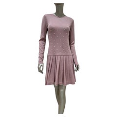 CHANEL 2014 Pink & White Pearl Mohair-Cashmere Dress Sz.38