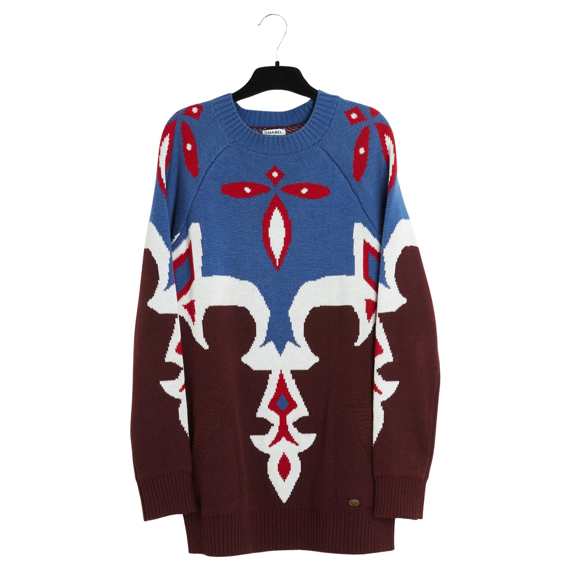 Chanel 2014 Pull Cachemire FR42 Dallas Pre Fall Cashmere Maxi Sweater UK14 US10