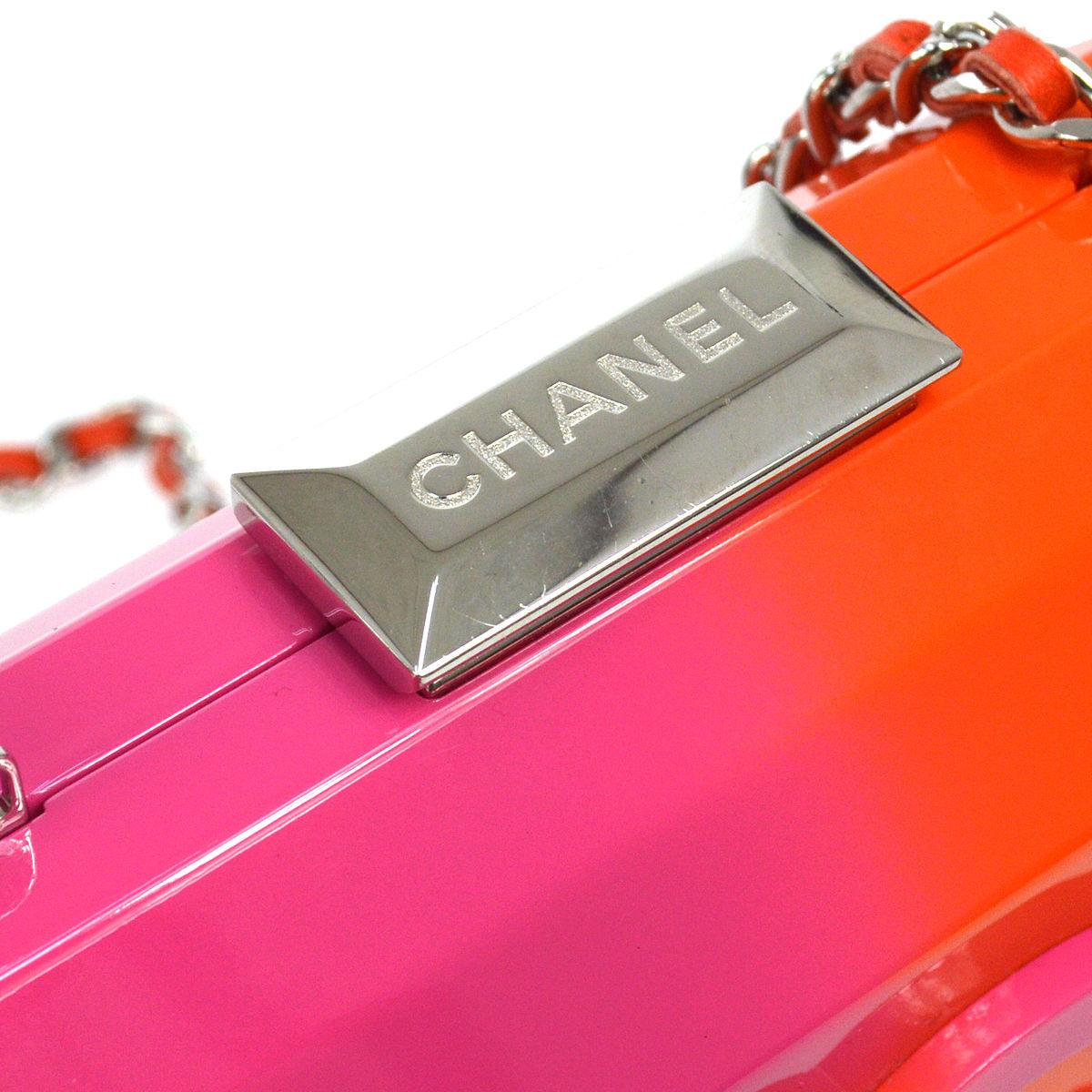 Chanel 2014 Rare Runway Pink Ombre Resin Plexiglass Brick Clutch Minaudière  For Sale 7