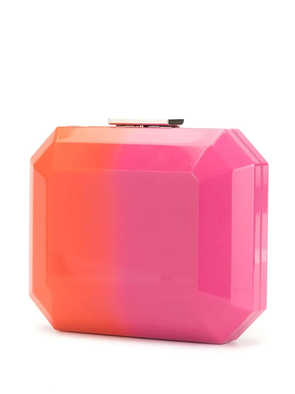 Chanel 2014 Rare Runway Pink Ombre Resin Plexiglass Brick Clutch Minaudière  For Sale 1
