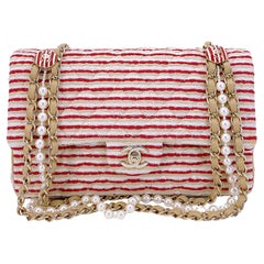Chanel 2014 Red Coco Sailor Pearl Medium Classic Double Flap Bag GHW 68029