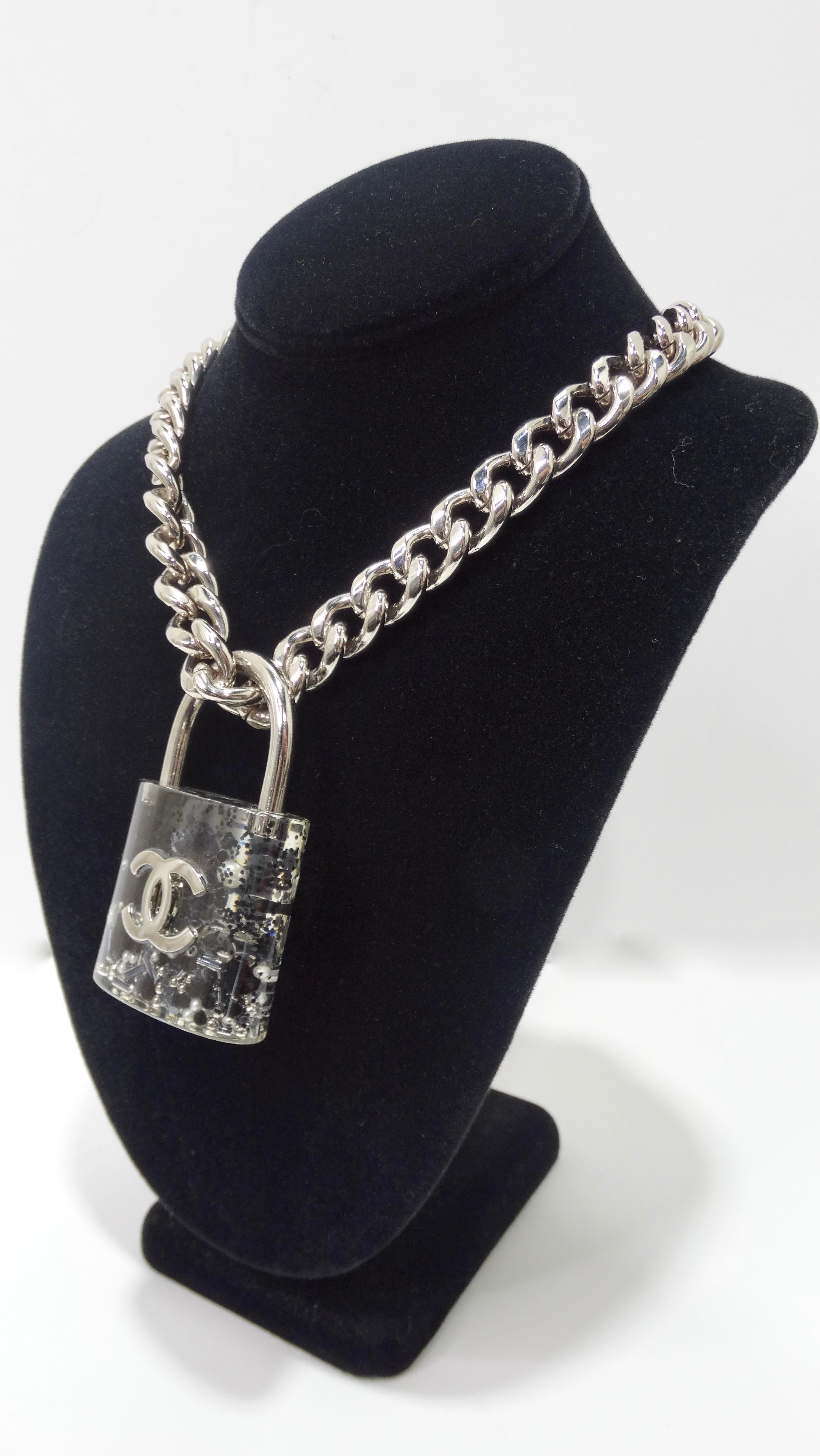 Chanel 2014 Resin Padlock Necklace  In Excellent Condition In Scottsdale, AZ