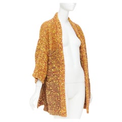 Chanel 2014 Défilé : manteau-cardigan oversize en maille épaisse jaune souci, taille 36 S