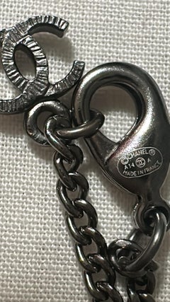 Chanel 2014 Ruthenium Metal Crystal Gun Necklace