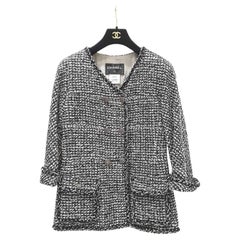 Chanel 2014 Tweed Jacket, Black, Navy, White, Size 38