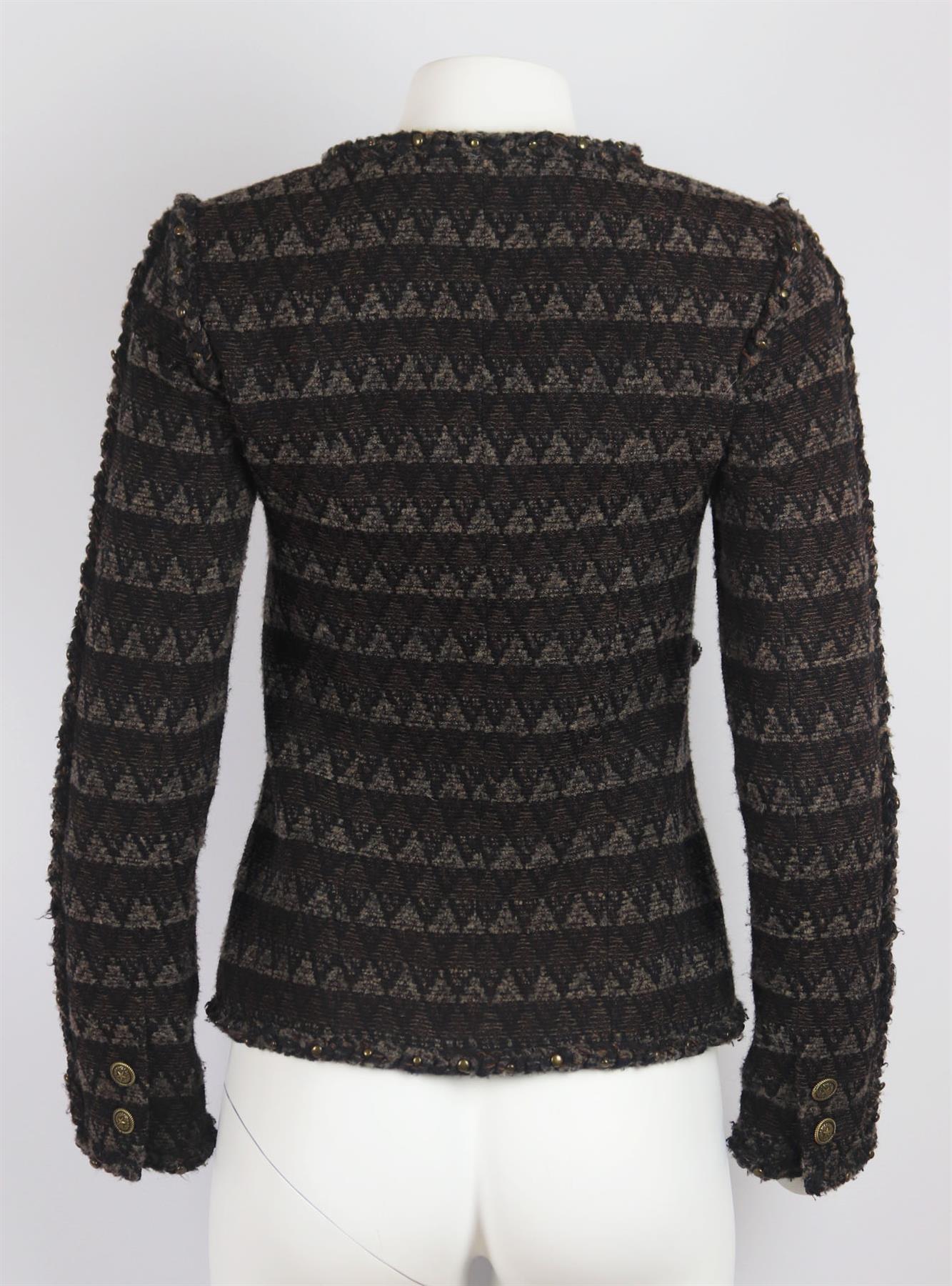Black Chanel 2014 Tweed Wool Blend Jacket FR 36 UK 8 