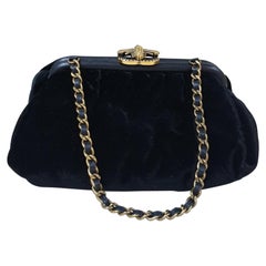 Chanel 2014 Velvet Silk Bee Clasp Handbag