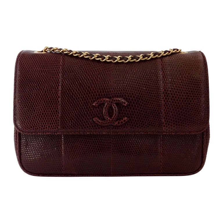 Chanel 2015/2016 Purple Lizard Single Flap Bag  For Sale