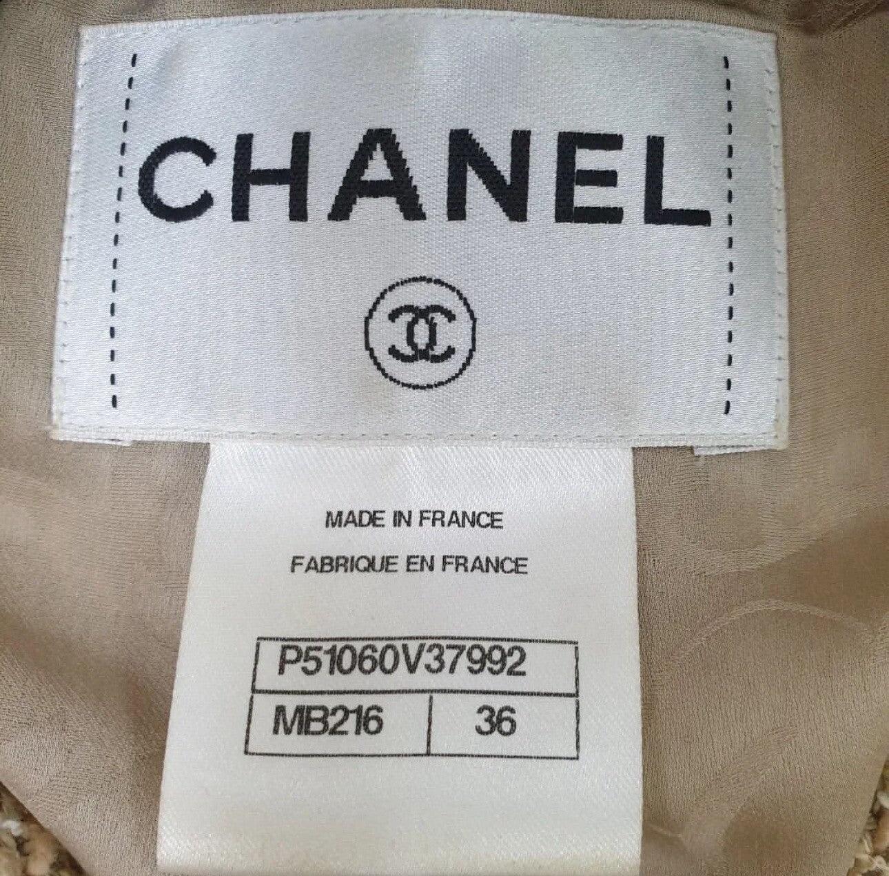 Chanel 2015  Giacca beige in tweed Sz.36 in vendita 3