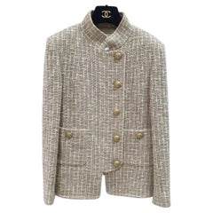 Chanel 2015  Chaqueta de tweed beige S.36
