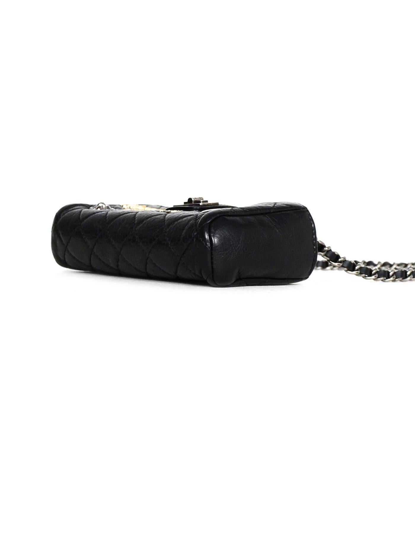 Women's Chanel 2015 Black Calfskin Leather Lucky Charms Phone Crossbody Bag