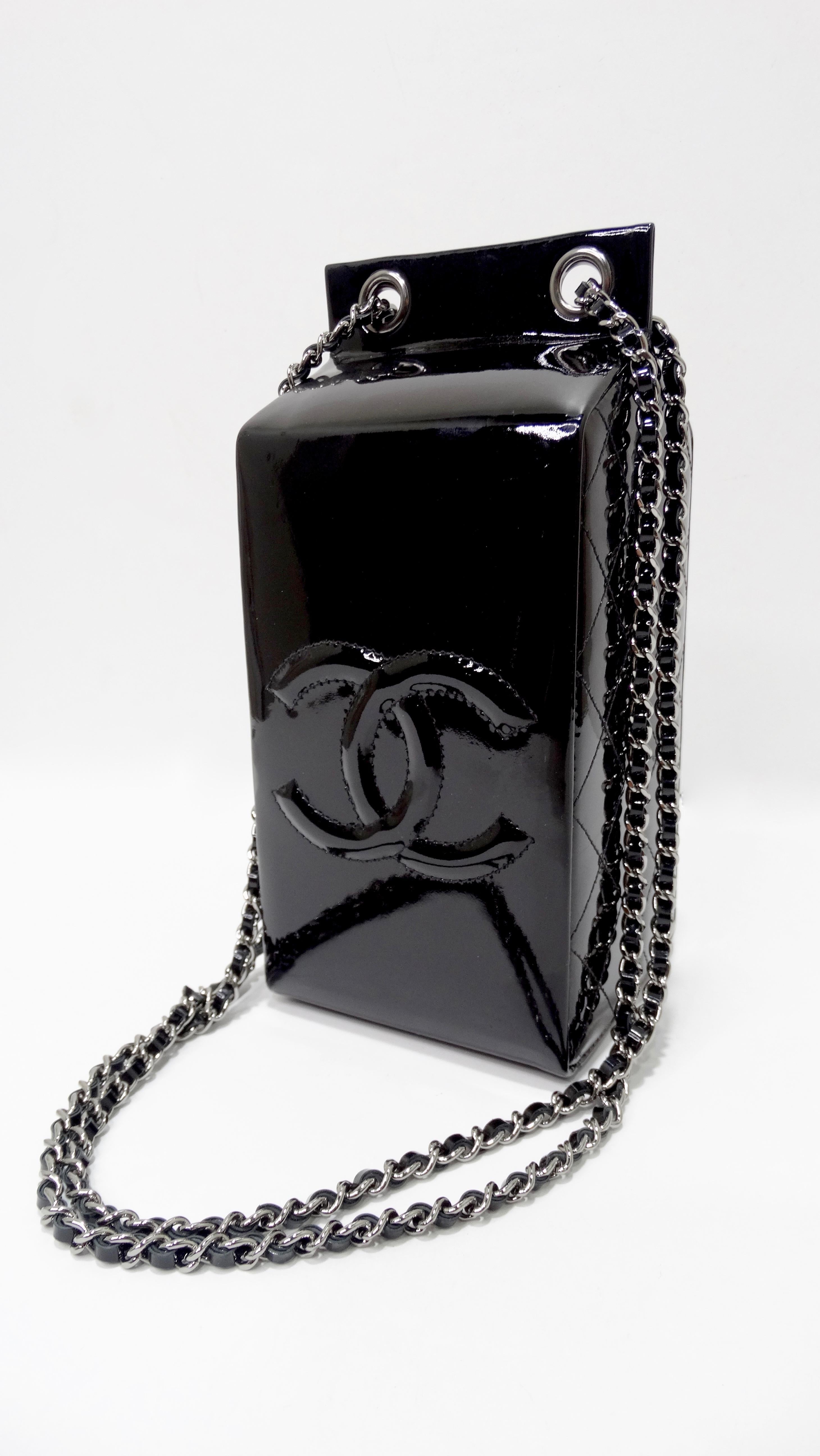 Chanel 2015 Black Patent Leather Milk Carton Bag 3