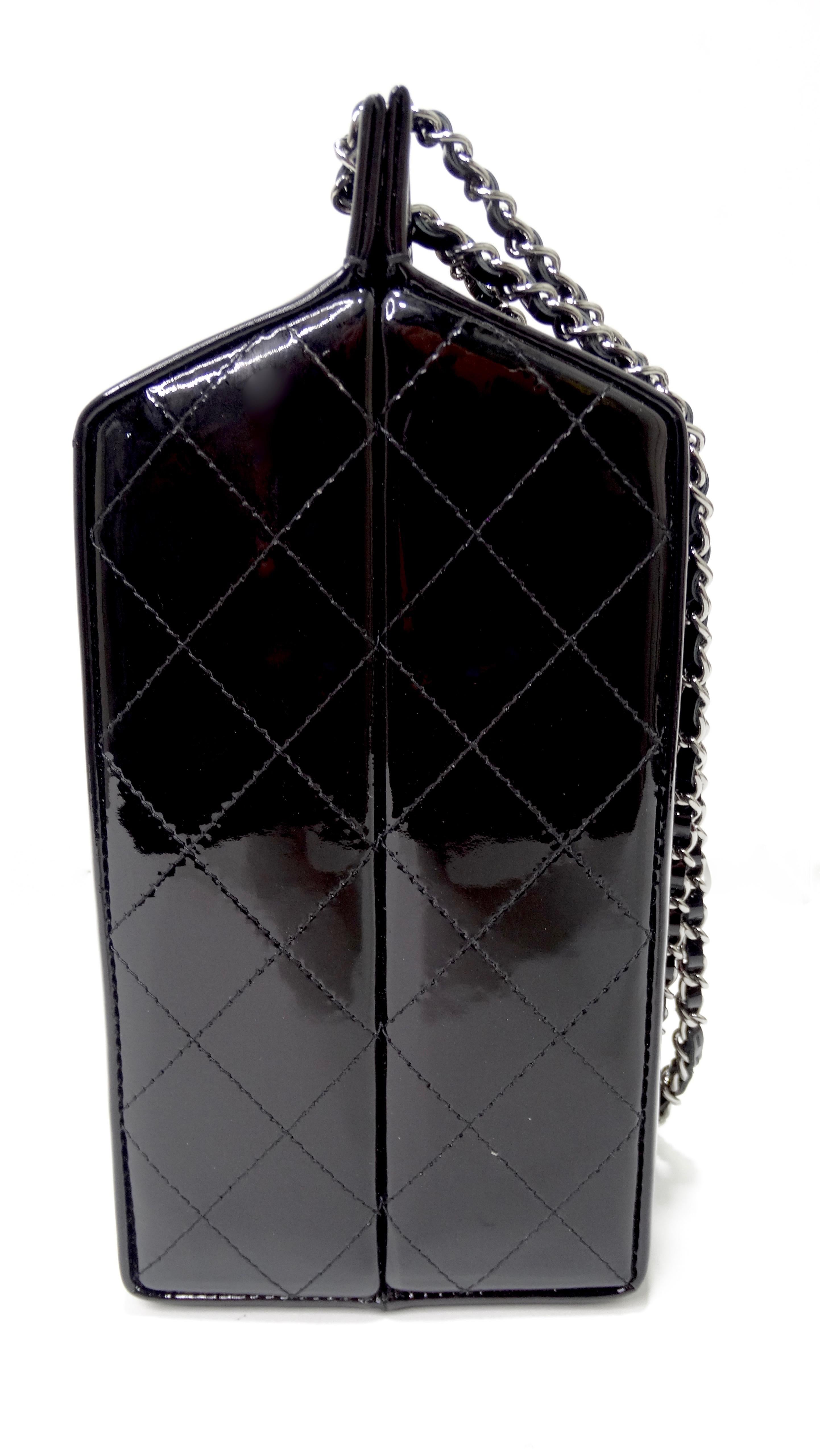 Chanel 2015 Black Patent Leather Milk Carton Bag 2