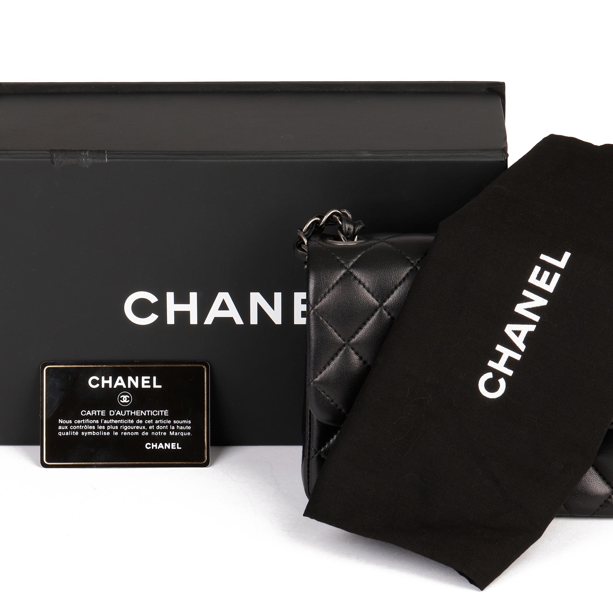 Chanel 2015 Black Quilted Lambskin Leather Mini Flap Bag 8