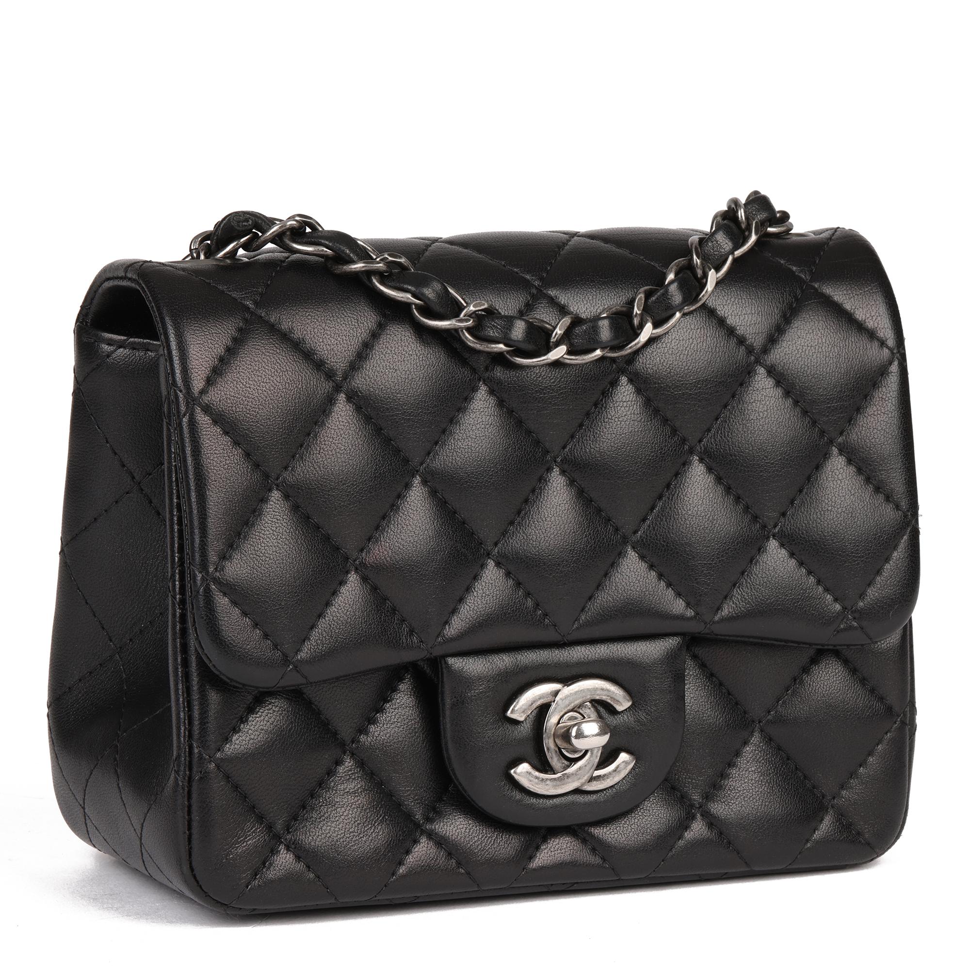 Women's Chanel 2015 Black Quilted Lambskin Leather Mini Flap Bag