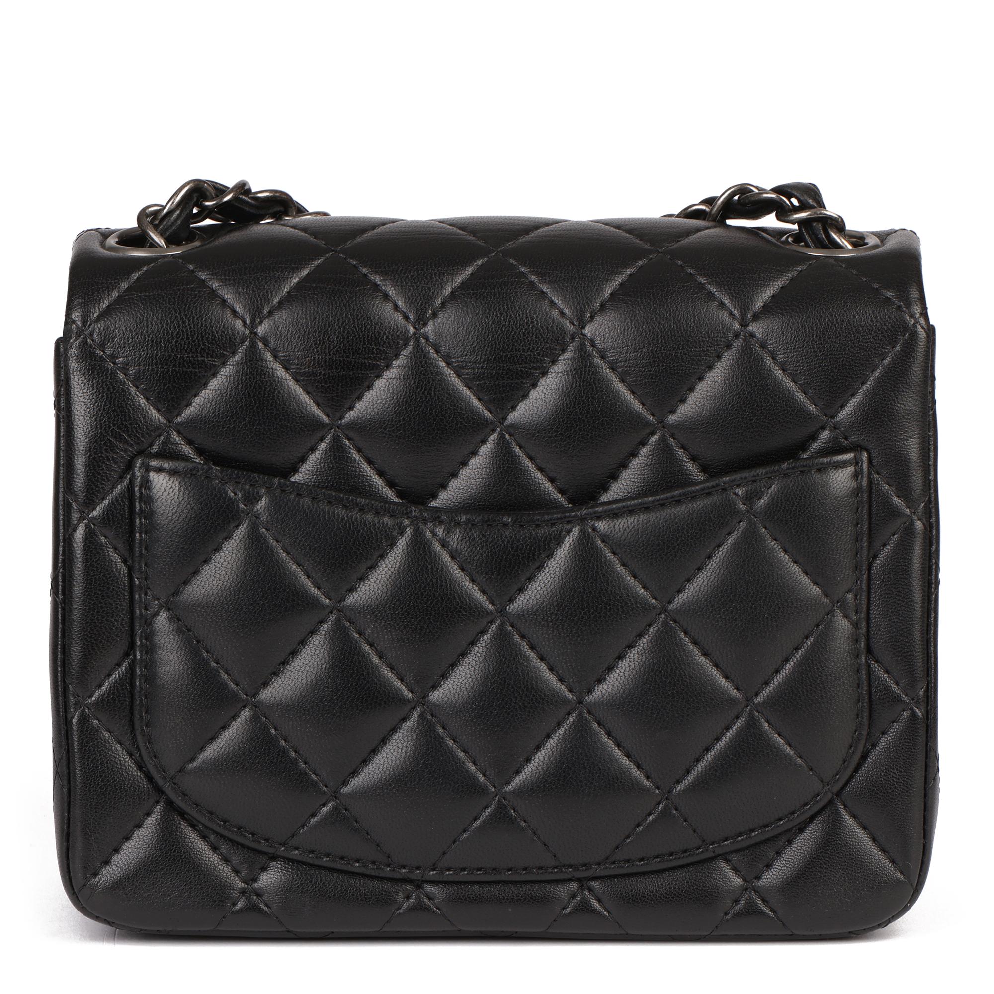 Chanel 2015 Black Quilted Lambskin Leather Mini Flap Bag 3