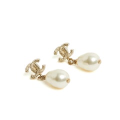 Chanel 2015 Boucles oreille Clou Micro Golden CC Fancy Pearl drop Orecchini Studs