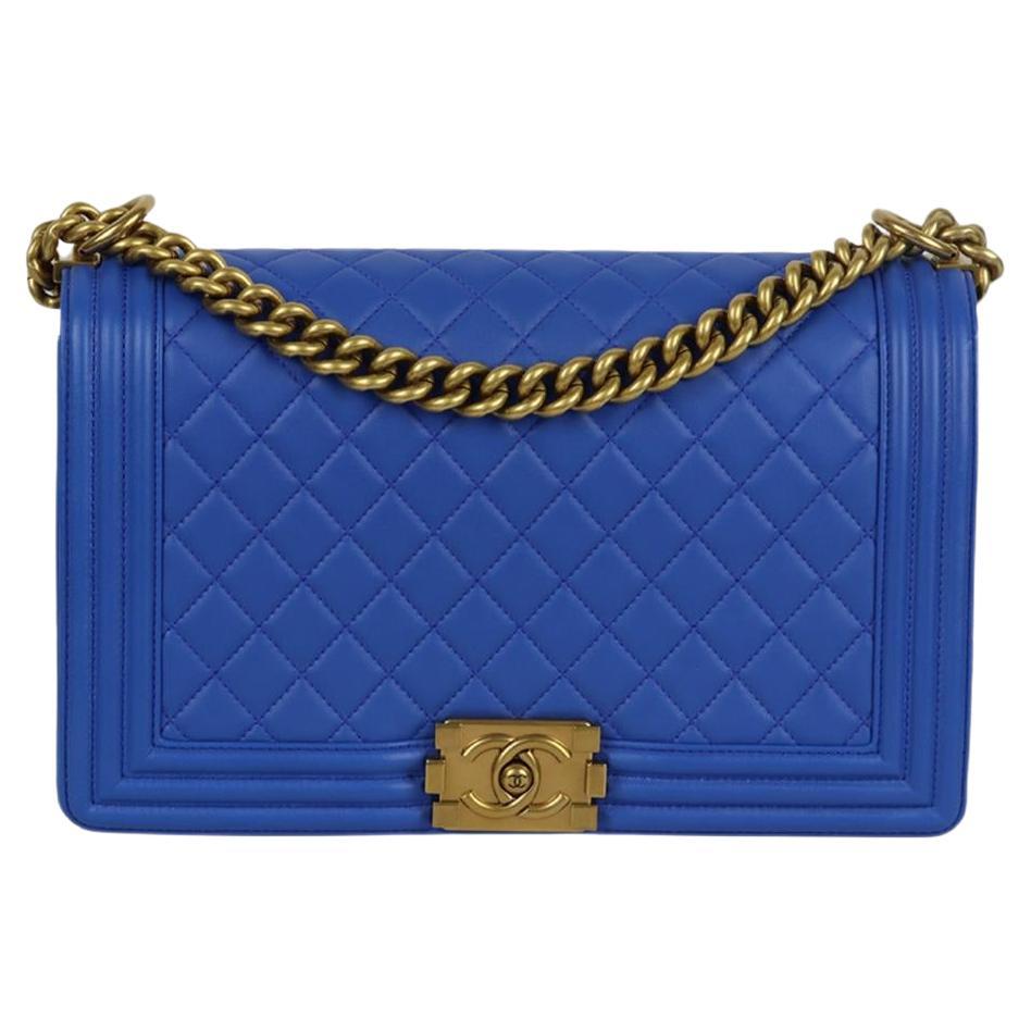 Chanel Dark Blue Lizard Small Boy Bag Gold Hardware, 2013 (Very Good)-2014