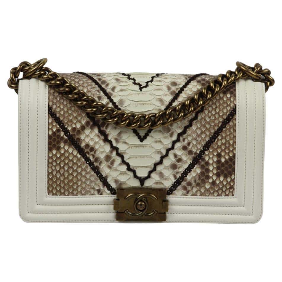 Chanel Chevron Python Patchwork Chanel Boy Python - 7 For Sale on 1stDibs | chanel python boy bag price ...