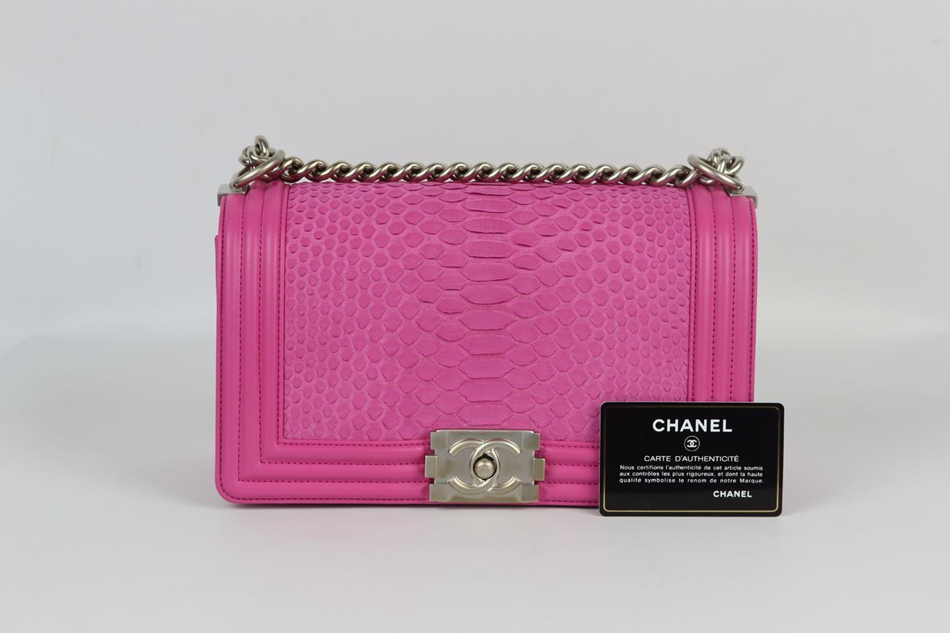 Chanel 2015 Boy Medium Python And Leather Shoulder Bag For Sale 6