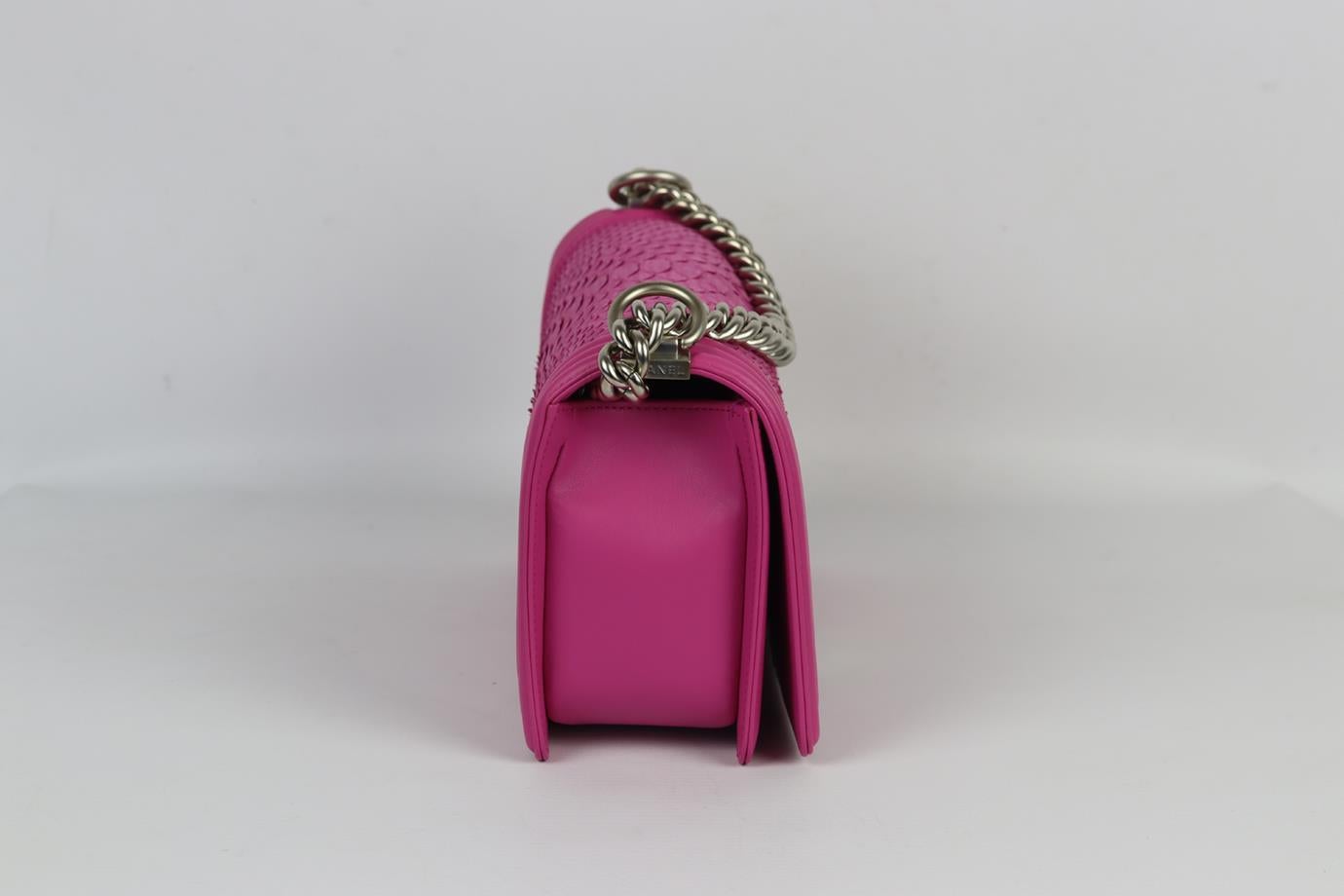 Pink Chanel 2015 Boy Medium Python And Leather Shoulder Bag For Sale