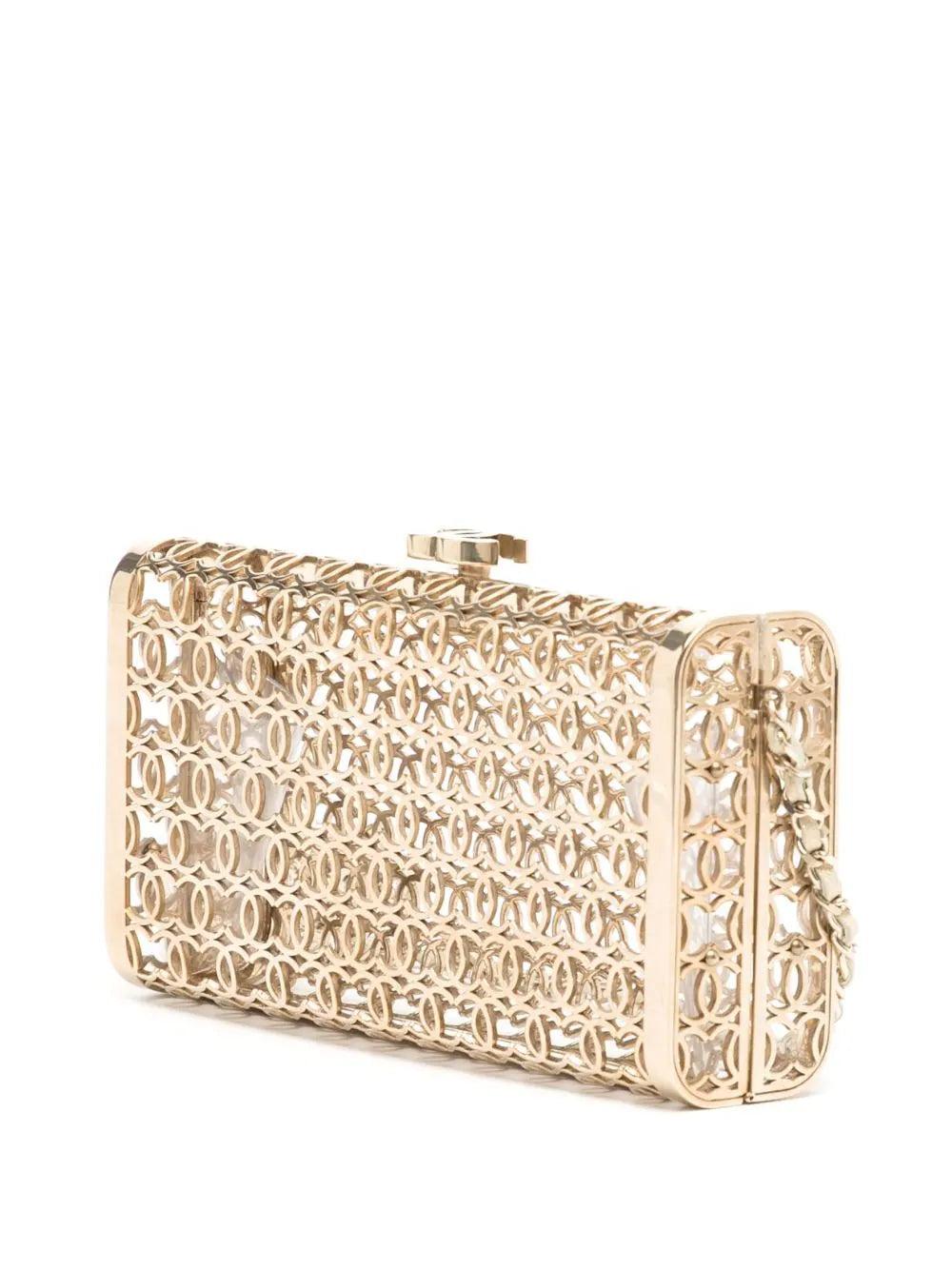 Chanel 2015 CC Moucharabieh Minaudiere Bag In Excellent Condition For Sale In London, GB